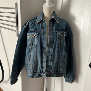 Free People Jolene Cotton Denim Trucker Jacket in Tennesee distress denim, sz S